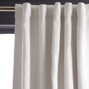 Quince Heavyweight European Linen Room Darkening Curtain White 48X96